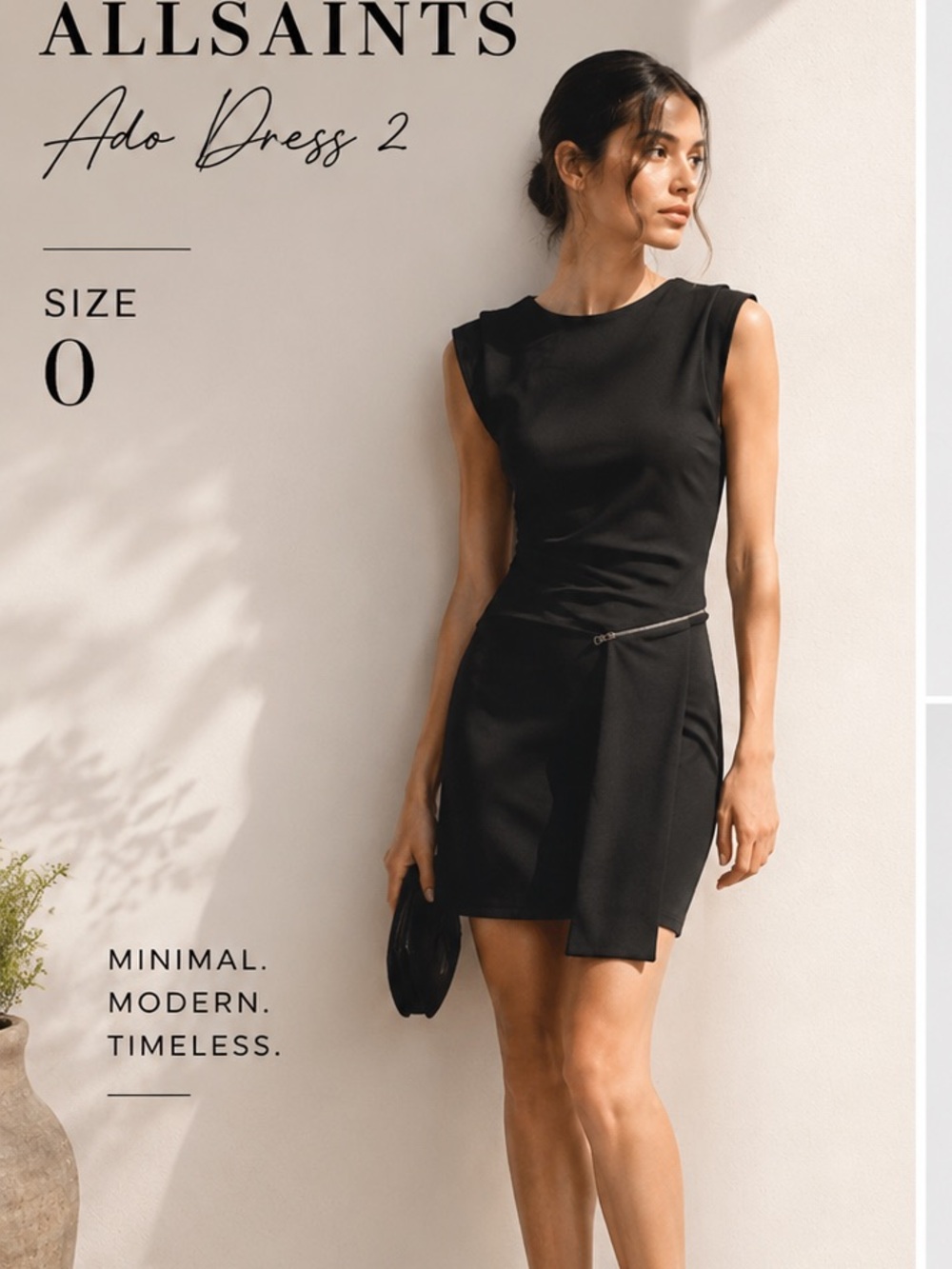 AllSaints Black Ado Mini Dress - Picture 1 of 3